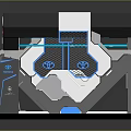 Modern Industrial Mechanical Structure With Blue Components And Gray Metallic Frame Design
