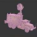 Tan Military Vehicle Multi Wheeled Truck With Elevated Mechanical Structure Cargo Container And Cabin
