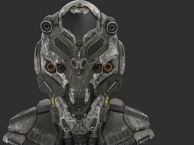 sci-fi war soldier helmet mech hard surface futuristic warrior mechanical design 3d model