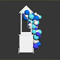 White Food Cart With Canopy And Blue Silver Balloons For Dessert