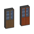 Light and Dark Wood Bookcases with Glass Doors and Multiple Internal Shelves