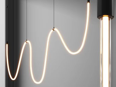 Modern Wave Shaped LED Pendant Light With Curved Design For Minimalist Interior Decor 3d model