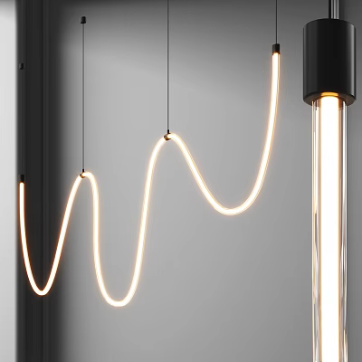 Modern Wave Shaped LED Pendant Light With Curved Design For Minimalist Interior Decor 3d model