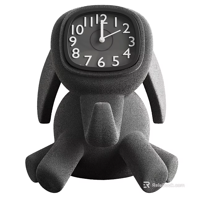 Cute Animal Shaped Black Clock With White Numbers And Pointers Design 3d model 