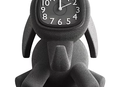 Cute Animal Shaped Black Clock With White Numbers And Pointers Design 3d model