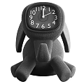 Cute Animal Shaped Black Clock With White Numbers And Pointers Design