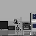 Essential Modern Kitchen Appliances Set With Microwave Coffee Maker And Oven
