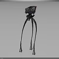 Futuristic Mechanical Creature With Long Slender Legs And Purple Black Head