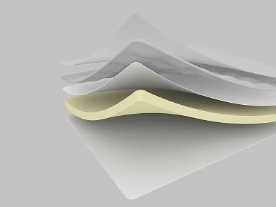 Modern Abstract Sculpture With Layered Wavy White And Yellow Smooth Sheets 3d model