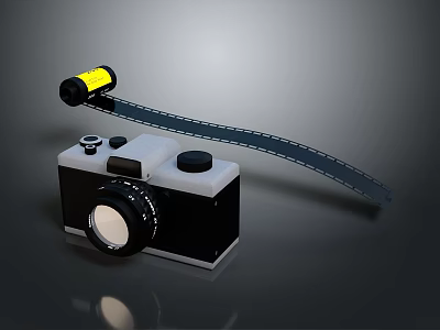 Vintage Analog Camera With Film Roll And Classic Lens Design 3d model