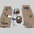 Living Room Brown Sofa and Coffee Table Set with Green Gray Pillows Throw Blanket