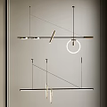 Modern Pendant Light Design With Linear Metal Bars And Circular Rings 3d model