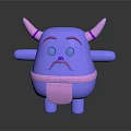Purple Cartoon Game Movie Character With Pink Horns Mustache And Belly