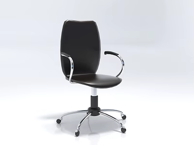Modern Black Office Chair With Silver Metal Armrests And Five Star Caster Base 3d model