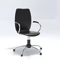 Modern Black Office Chair With Silver Metal Armrests And Five Star Caster Base