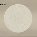 Poliform Cream Colored Round Area Rug With Textured Woven Design On Beige Backdrop