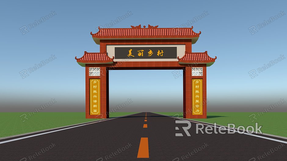 New Chinese-style Village Entrance Archway model