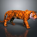3D Rendered Orange Striped Tiger Walking On Gray Background With Detailed Fur