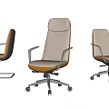 Modern Office Chairs with Beige Leather Upholstery Adjustable Backrest and Swivel Wheels Design
