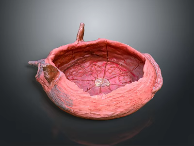 Artistic Sculpture Carving Bowl Shaped Red Texture With Intricate Inner Patterns And Protruding Details 3d model