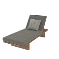 Modern Wooden Frame Lounge Chair With Gray Cushion And Patterned Pillow