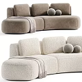 Cozy L Shaped Casual Sofa Set With Soft Fabric Plush Pillows And Throw Blanket