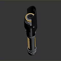Futuristic Sci Fi Handheld Energy Weapon With Metallic Silver Black Finish And Red Activation Button