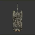 Military Armored Tank Vehicle with Camouflage Paint Long Cannon Tracks and Turret