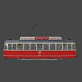 Red Tram With MANN'S SCOTCH WHISKY Sign Number 1432 Windows And Doors