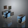 Blue Electronic Toaster Appliance With Satellite Inspired Tech Parts And Classic Design