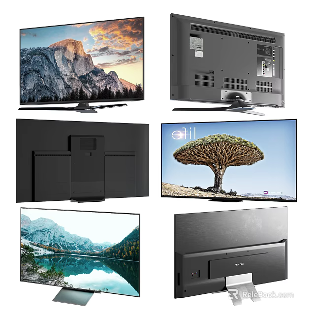 Sleek TV With Multiple Angles Displaying Natural Scenery And Modern Design 3d model