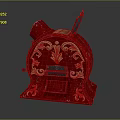 Vintage Red Cash Register With Ornate Gold Decorative Patterns And Classic Design