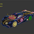 Sleek Gray Race Car With Yellow Stripes Number 1 And Italian Flag Accents