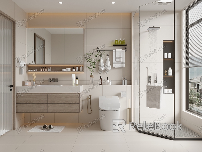 Modern Toilet Bathroom Cabinet Wet and Dry Separated Toilet model