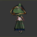 Game Movie Character Wearing Large Decorative Hat Green Accents Green Pink Dress Gold Shoes