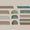 Different Styles of Colorful Awnings with Striped and Curved Designs for Restaurants and Stores