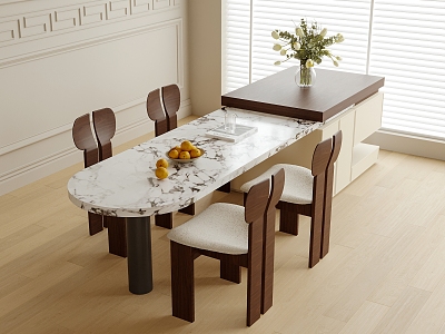 Modern Dining Table and Chair Combination Dining Chair Single Chair Island Table Dining Table model