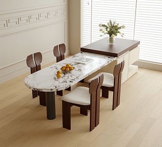 Modern Dining Table and Chair Combination Dining Chair Single Chair Island Table Dining Table 3d model