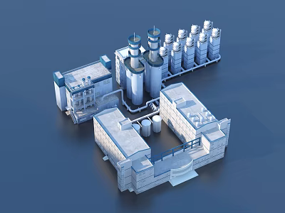 Industrial Equipment Factory Facility With Storage Tanks Pipelines And Structure Layout 3d model