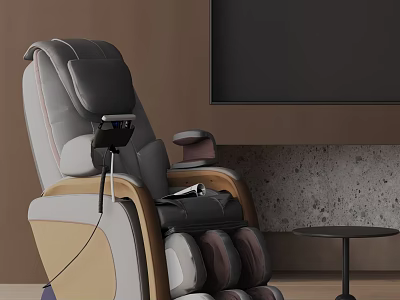 Ergonomic Modern Massage Recliner Chair With Beige Gray Brown Tones And Side Table 3d model