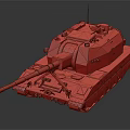 Tank 3D Render With Turret Gun Barrel And Equipment On Neutral Background