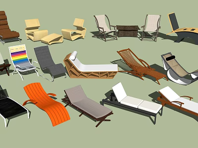 Various Style Lounge Chairs With Different Colors And Designs For Outdoor Indoor Use 3d model