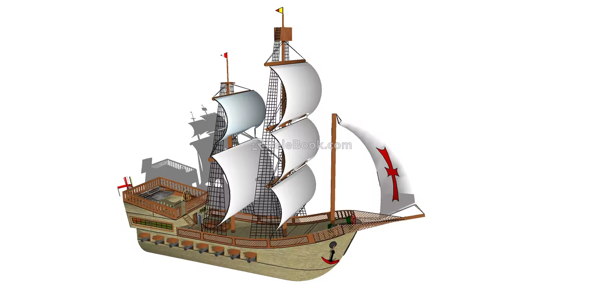 modern sailing ship 3d model
