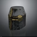 Medieval Weapon Helmet With Silver And Gold Metal Rivets And Grill Design