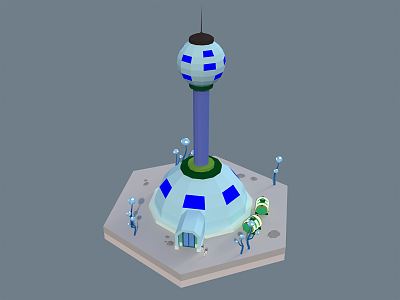 Cartoon Signal Tower Modern Signal Tower 3d model