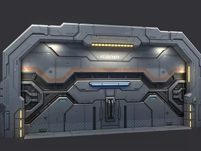 Industrial Equipment Metallic Hatch With Integrated Lighting Serial Number And Control Panels 3d model