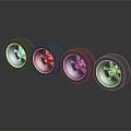 Car Tires with Stylish Colored Alloy Wheels in Red Black and Silver Designs