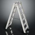 White Metal Foldable Step Ladder With Reflective Surface And Stable Base 3d model
