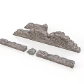 Various Gray Stone Wall Fragments And Broken Stone Pieces For Decoration