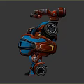 Red And Blue Sci Fi Mechanical Character 3D Model With Armored Body And Antenna Head